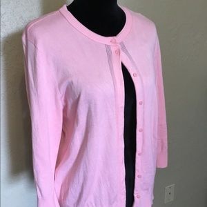 ELLEN TRACY PINK CARDIGAN 3/4 SLEEVE SZ L